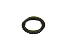 Dark circular ring with a thin gold edge, centered on black background.