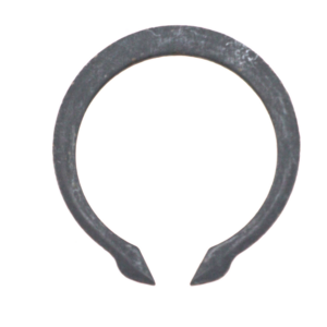Close-up of a dark metal circular ring with a small open gap at the bottom.