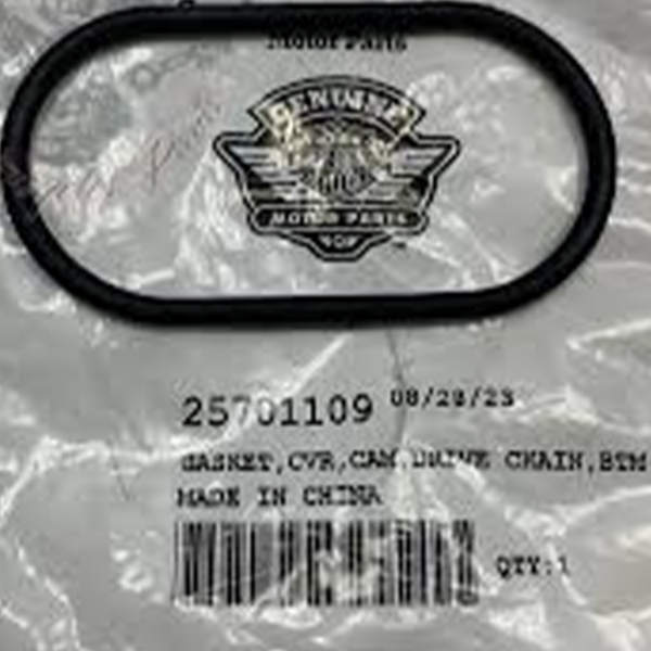 Close-up of a plastic-wrapped product tag showing a winged emblem logo, barcode, and the serial number 25701109.