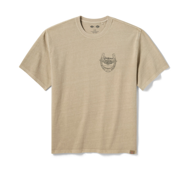 96095-26vm | Harley-davidson® Online Beige short-sleeve T-shirt with a small Dickies graphic on the left chest.