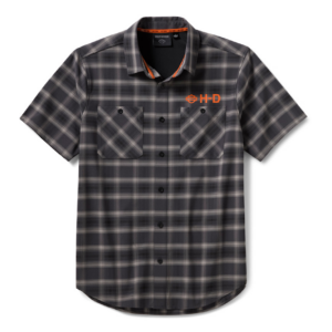 Men's H-D TECH Vented Stretch Comfort Shirt - Plaid - Asphalt & Harley Black