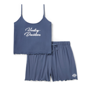 Women's Lettuce Edge Tank & Short Set - Bijou Blue