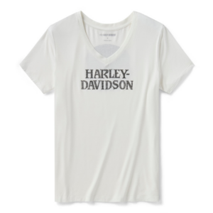 Women's Willie G Skull Bling V-neck - Cloud Dancer