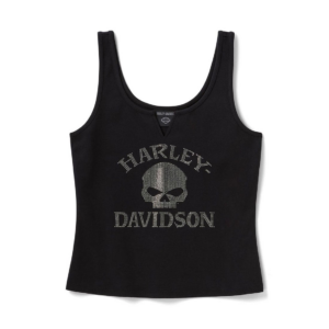 Women's Willie G Skull Bling Tank - Harley Black