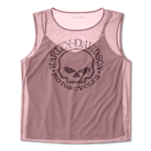 Women's Willie G Skull Bling Mesh Top - Nostalgia Rose