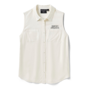 Women's Willie G Skull Bling Sleeveless Woven - Cloud Dancer