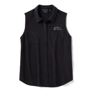 Women's Willie G Skull Bling Sleeveless Woven - Harley Black