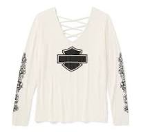 Women's Bling Chrome & Roses Long Sleeve Laced Back - chrome  and Roses