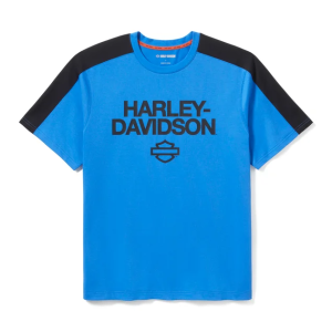 Men's H-D TECH Coolmax Tee - Colorblock - Nebulas Blue & Harley Black