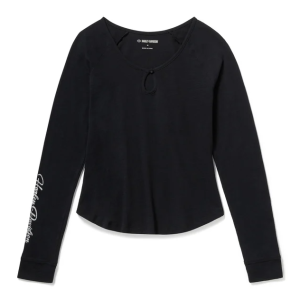 Women's Essential Bling Keyhole Henley - Harley Black