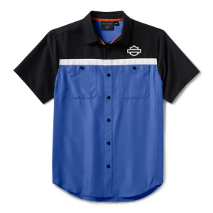 Mens H-D® TECH Vented Shirt - Colorblock blue & black