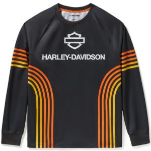 Harley-Davidson Men's H-D TECH Racing Jersey Polyester Long Sleeve Shirt, Black