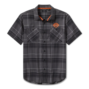 Mens H-D® TECH Coolmax® Plaid Shirt - Asphalt & black