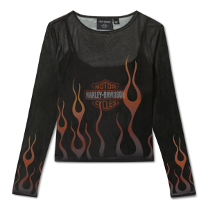 Harley-Davidson Women's Mesh Top Flames Black