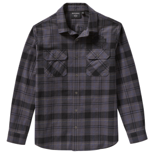 Mens Woven Plaid Shirt -GREY/BLACK