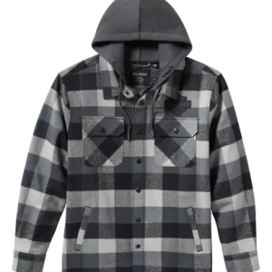 Harley-Davidson Shirt Jacket Traveler Hooded Plaid grey