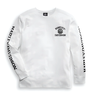 H-D Willie G Skull Long Sleeve Tee - White