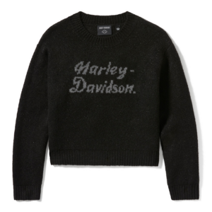 Women's Metallic Script Intarsia Sweater