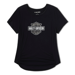Women's Beveled Bar & Shield Bling Top - Harley Black