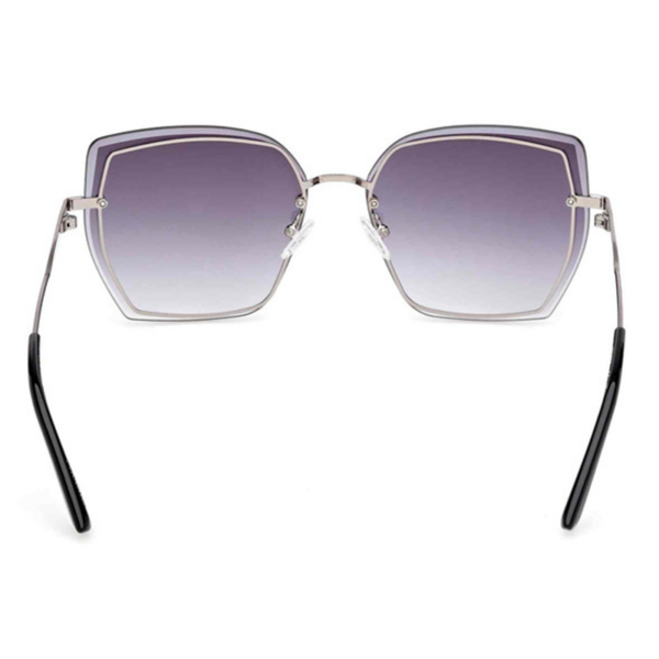 Pair of square, gradient-lens sunglasses with a thin metal frame and black temple tips.