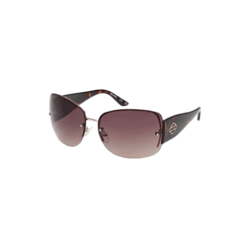 Hm00014-32f-removebg-preview | Harley-davidson® Online Sunglasses with oversized square brown gradient lenses and dark tortoiseshell arms, featuring a metal nose bridge and logo on the temple area.