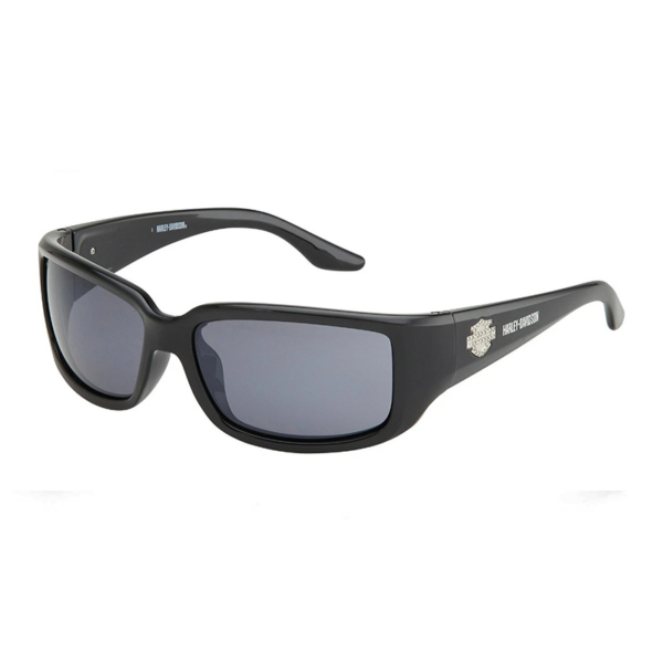 Hz0018-a01webp | Harley-davidson® Online Black Harley-Davidson sunglasses with gray lenses and a matte black frame, logo on the temple.