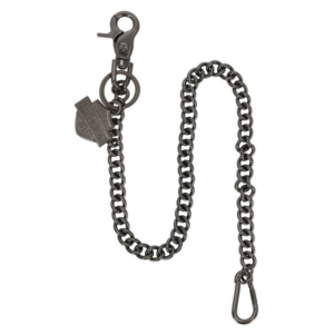 Metal chain with a Harley‑Davidson shield charm and a lobster clasp at one end.