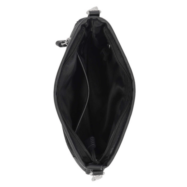 Mhw114108c | Harley-davidson® Online Black zippered pouch opened to show a spacious main compartment and inner pocket(s).
